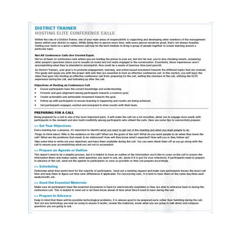 District Trainer Hosting Elite Conference Calls