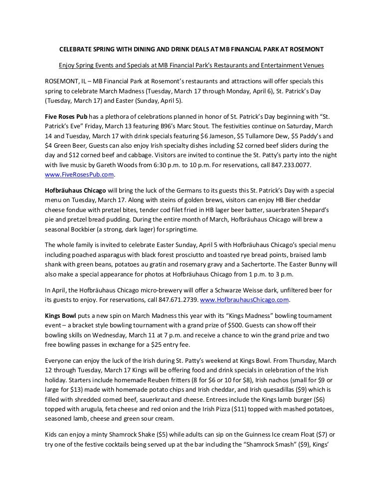 Del Ricco Writing Sample Rosemont Spring Press Release 2015