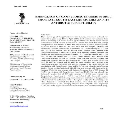 CAMPYLOBACTERIOSIS   PUB