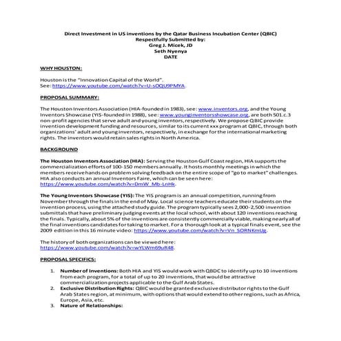 QBIC Direct Investment into US inventions draft #6.0 06.21.16