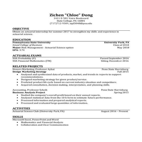 Chloe Dong Resume