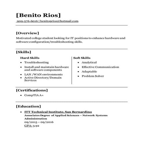 Resume (Benito Rios) | DOCX