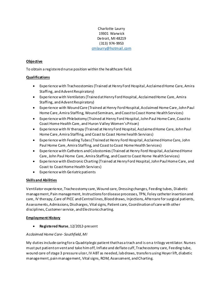 Resume Charlotte Laurry Rn
