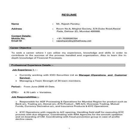 Updated Resume of Rajesh Pandey