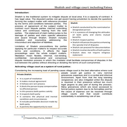 Shalish and Village court including Fatwa