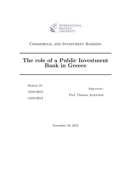 CourseWork in Commercial and Investment Banking