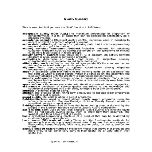 8 D Quallity Glossary