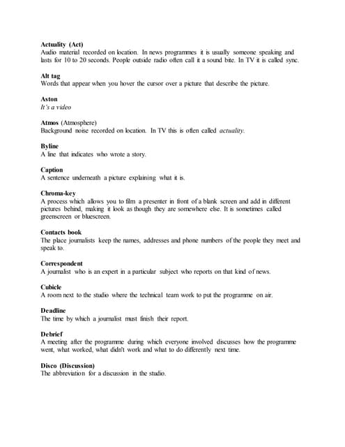 COMMON BROADCASTING TERMS IN RADIO & TV | PPTX | Music | Entertainment
