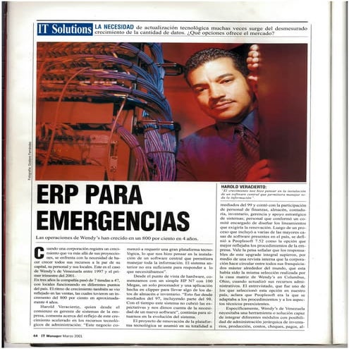 Articulo Revista IT Manager HVL en Wendys 2001 Pag 1