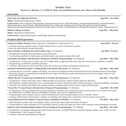 Yanbo, Yao Resume final