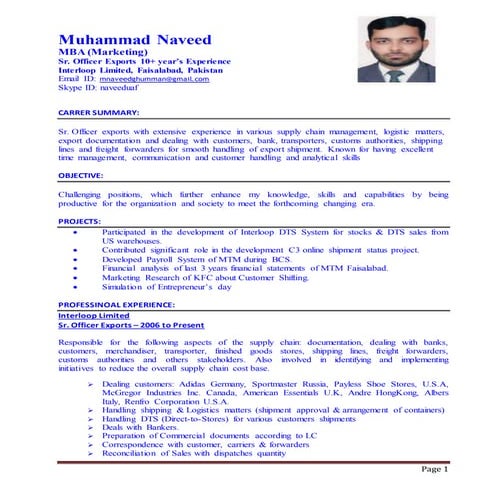 Azhar Naveed Awan cv Dubai | DOCX