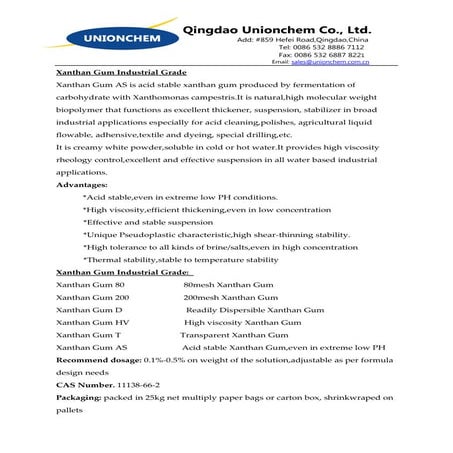 Xanthan Gum industrial grade