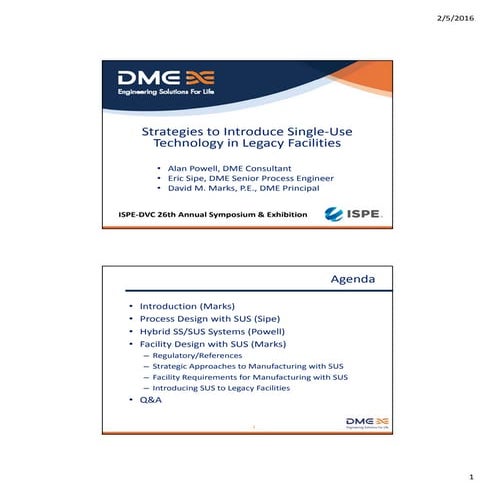 Strategies to Introduce Single-Use Technology in Legacy Facilities