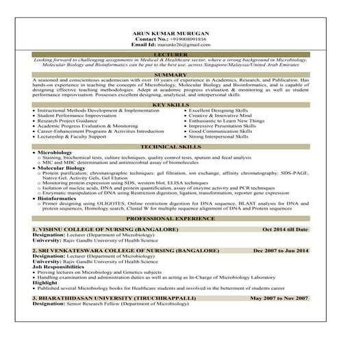 Arun Kumar Resume 31.12.15