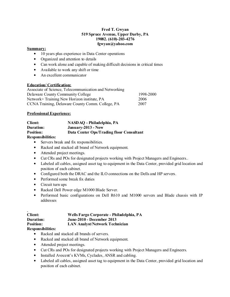 Fred updated resume