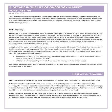 Forecasting oncology