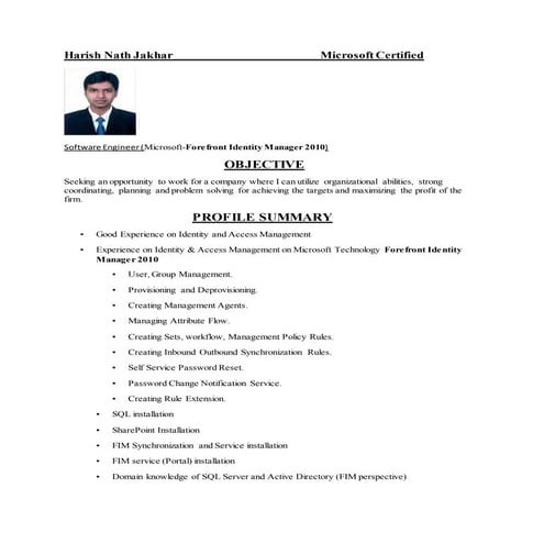 Harish Nath Jakhar CV