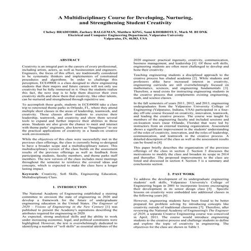 EISTA 2014 - Multidisciplinary Creativity - Final | PDF