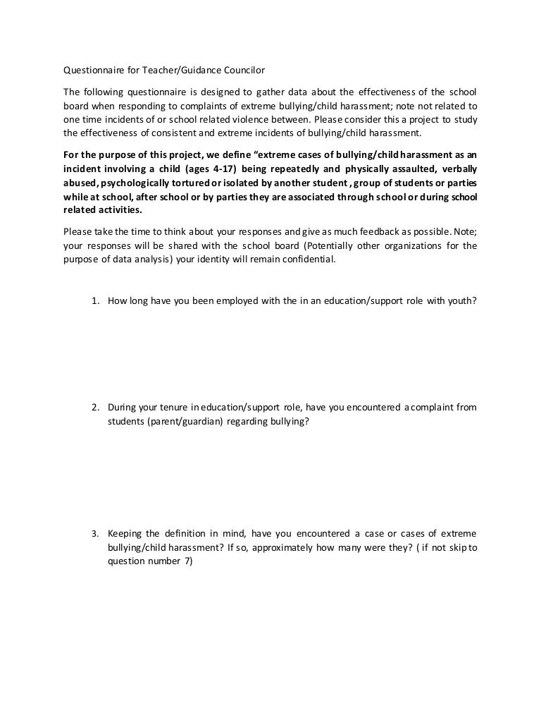 questionnaire for teacher