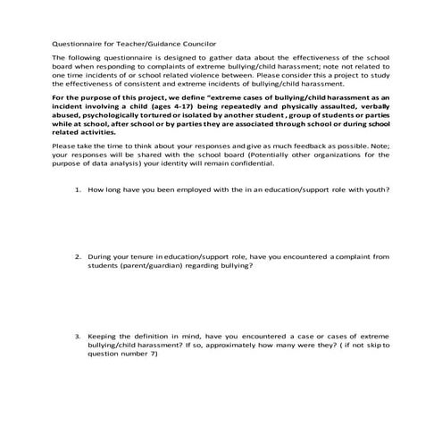 Questionnaire for Teacher