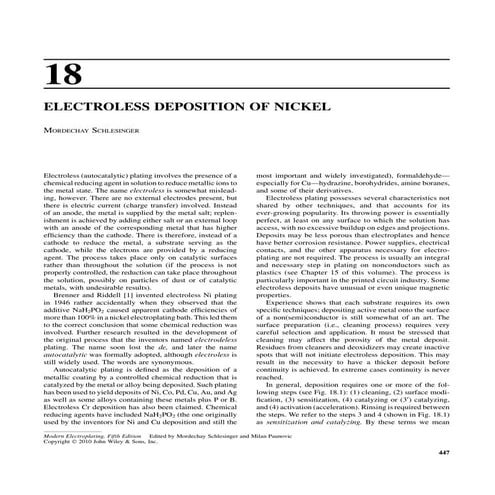 ELECTROLESS DEPOSITION OF NICKEL ONTO SURFACES | PDF