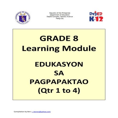 Grade 8 Learning Module in Edukasyon sa Pagpapakatao - Complete