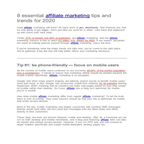 8 essential affiliate marketing tips and trends for 2020