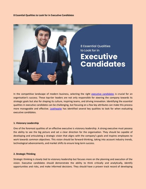 Qualities of an Outstanding Chairman | PDF