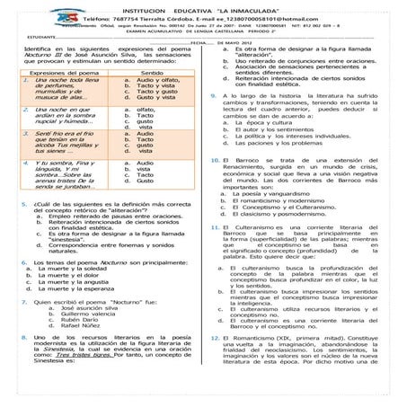 8°examen de lengua castellana.
