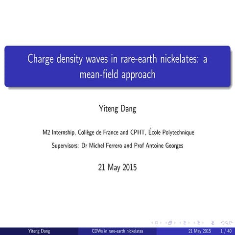 Presentation M2 internship rare-earth nickelates