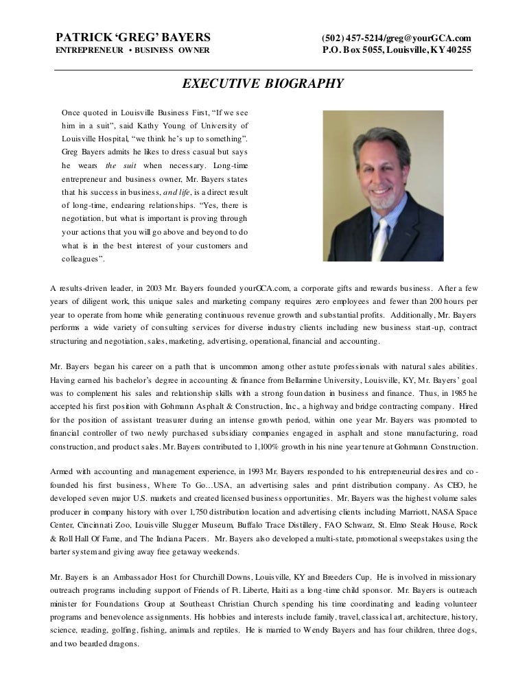 patrick greg bayers bio amp resume resume bio examples