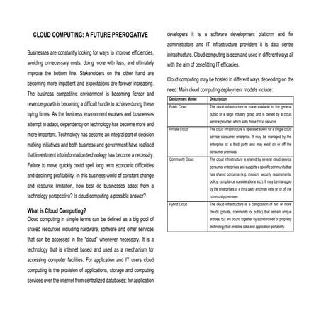 Cloud Computing - A future prerogative