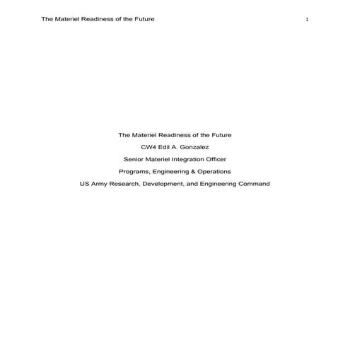 The Materiel Readiness of the future 8 Sept 16