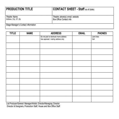 Contact Sheet Artistic & Production Staff - Copy | DOCX