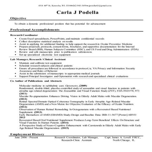 Carla Podella  Business Resume