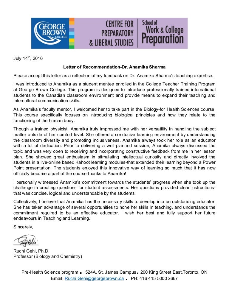 anamika letter of reference mentee letter of recommendation