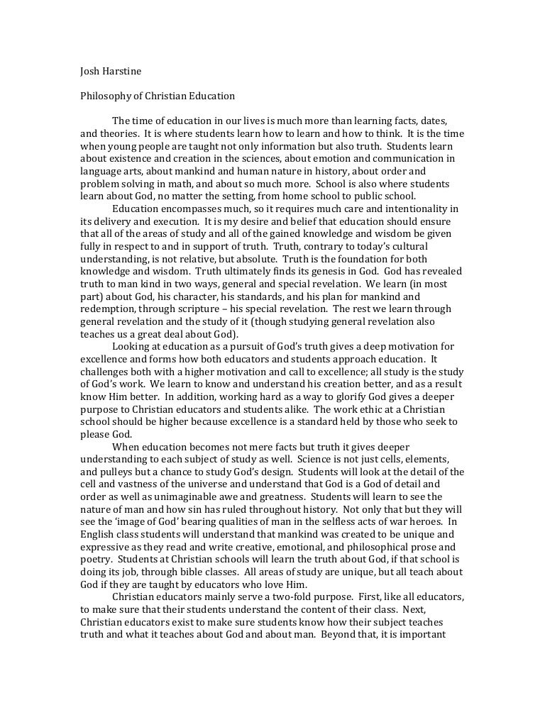 Philosophy Of Christian Education