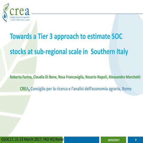 Towards a Tier 3 approach to estimate SOC stocks at sub-regional scale in Sou...