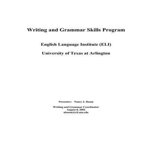 Writing Program Presentation - 2001