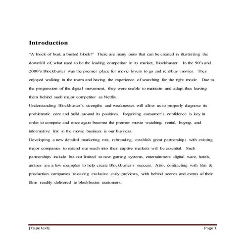 Blockbustermarketingmix