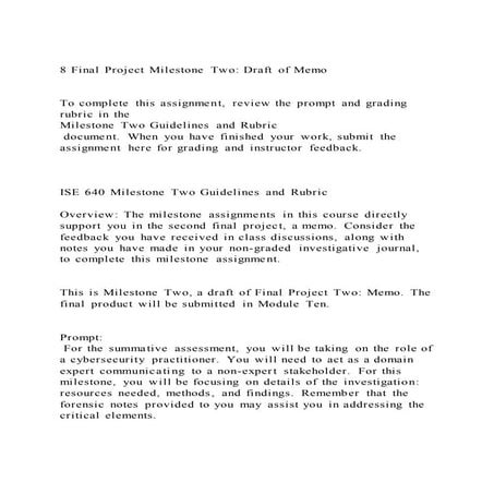 Final Project Milestone One Draft of ReportTo complete this | DOCX