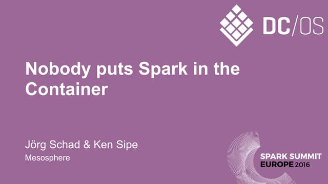 Spark Summit EU talk by Jorg Schad