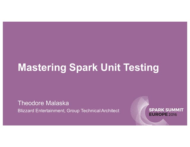 Spark Summit EU talk by Ted Malaska
