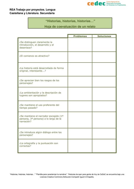 Plantilla de coevaluación de un relato