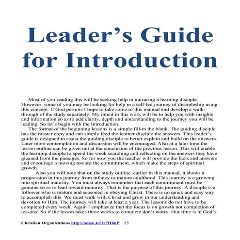 Leader’s Guide for Introduction