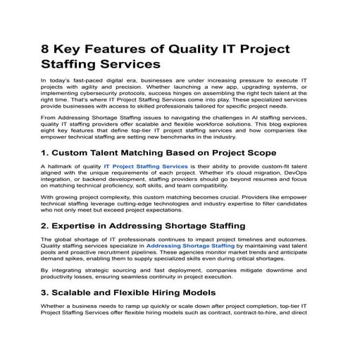 8 Key Features of Quality IT Project Staffing Services.pdf