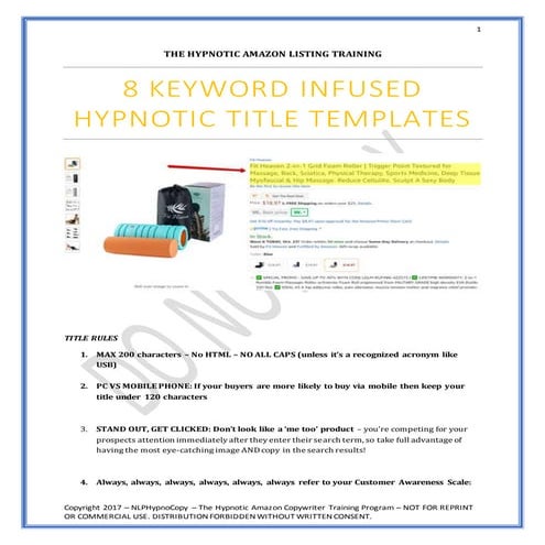Amazon Copywriter - 8 keyword infused title templates for maximum conversions...