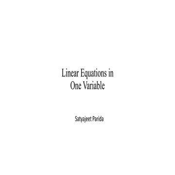 Linear Equations in one variable ppt maths | PPTX | Physics | Science
