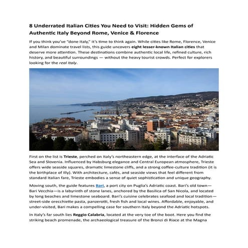 8 Most Underrated Italian Cities Worth Visiting