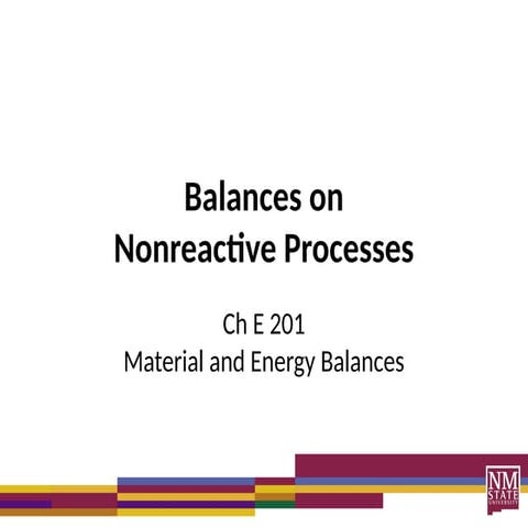 Nonreactive process material balances chemical engineering